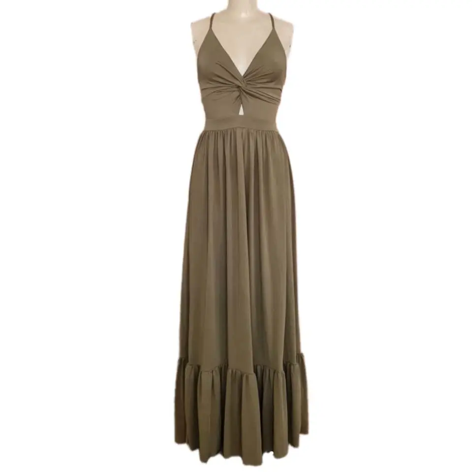 Vestido sexy nudo torcido largo — imagen 1
